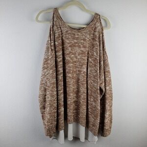 Torrid Women's Size‎ 3 Cold Shoulder Marled Pullover Sweater Sand Brown Layered